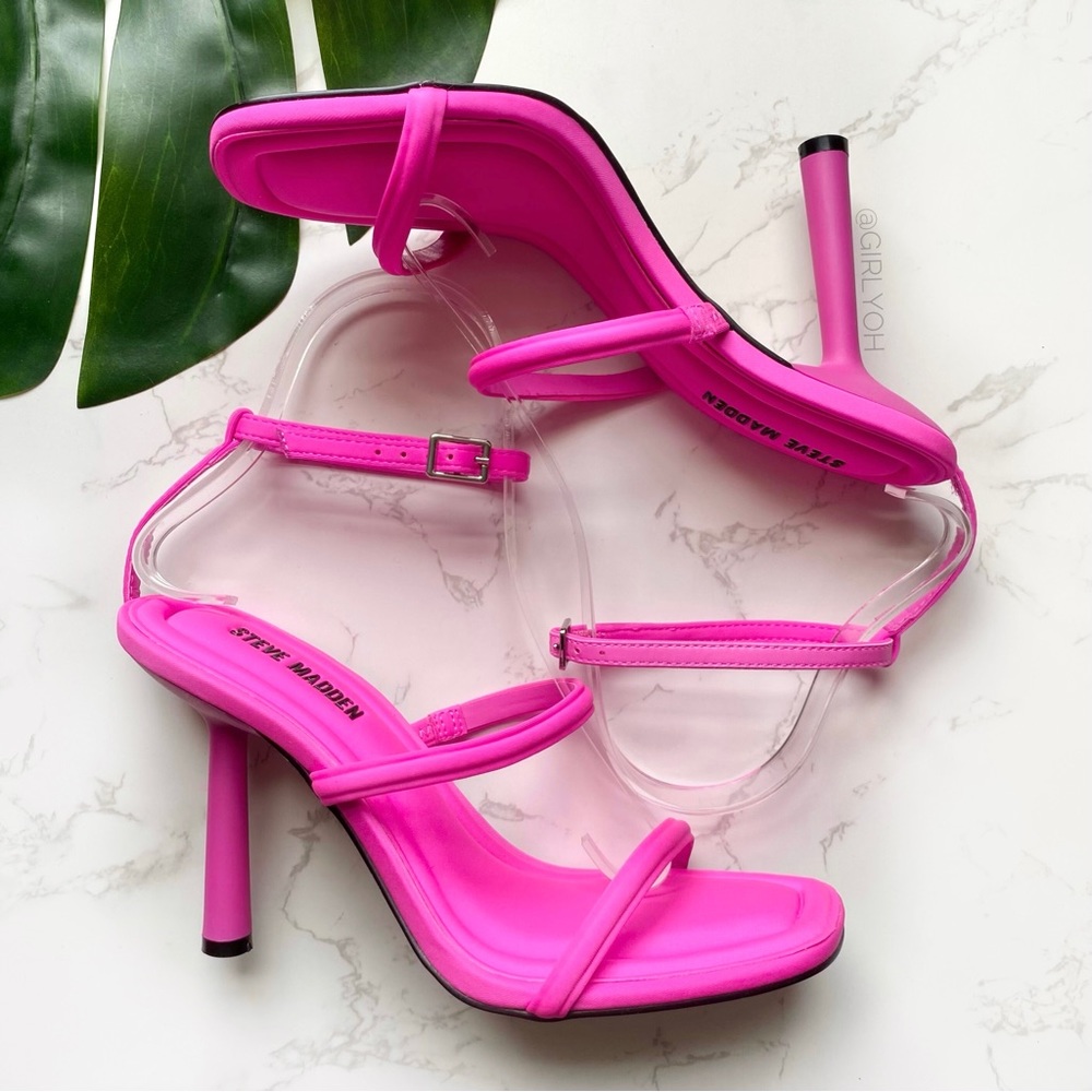 NEW Steve Madden Briella Hot Pink Strappy High Heel Sandals 7 - Picture 1 of 10